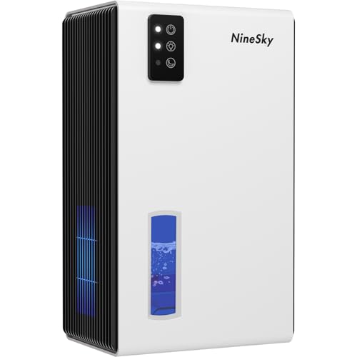 NineSky Dehumidifier, 1000 sq.ft Dehumidifiers for Home with 95oz Large Water Tank,Quiet Dehumidifier with 7-Color Ambient Light & Auto Shut Off, Dehumidifier for Basement, Bedroom, Bathroom (White)