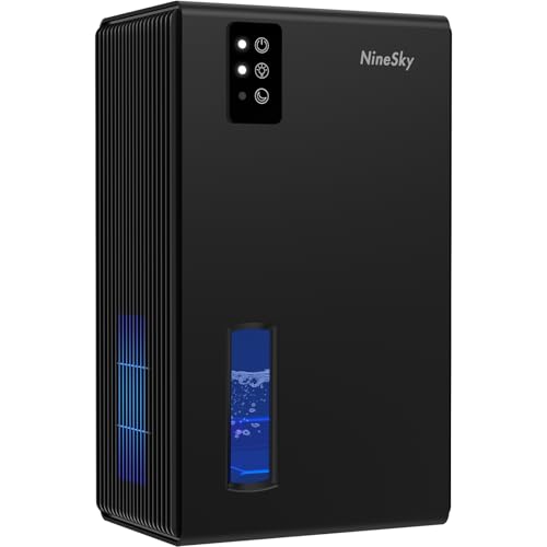 NineSky Dehumidifier, 1000 sq.ft Dehumidifiers for Home with 95oz Large Water Tank,Quiet Dehumidifier with 7-Color Ambient Light & Auto Shut Off, Dehumidifier for Basement, Bedroom, Bathroom (Black)